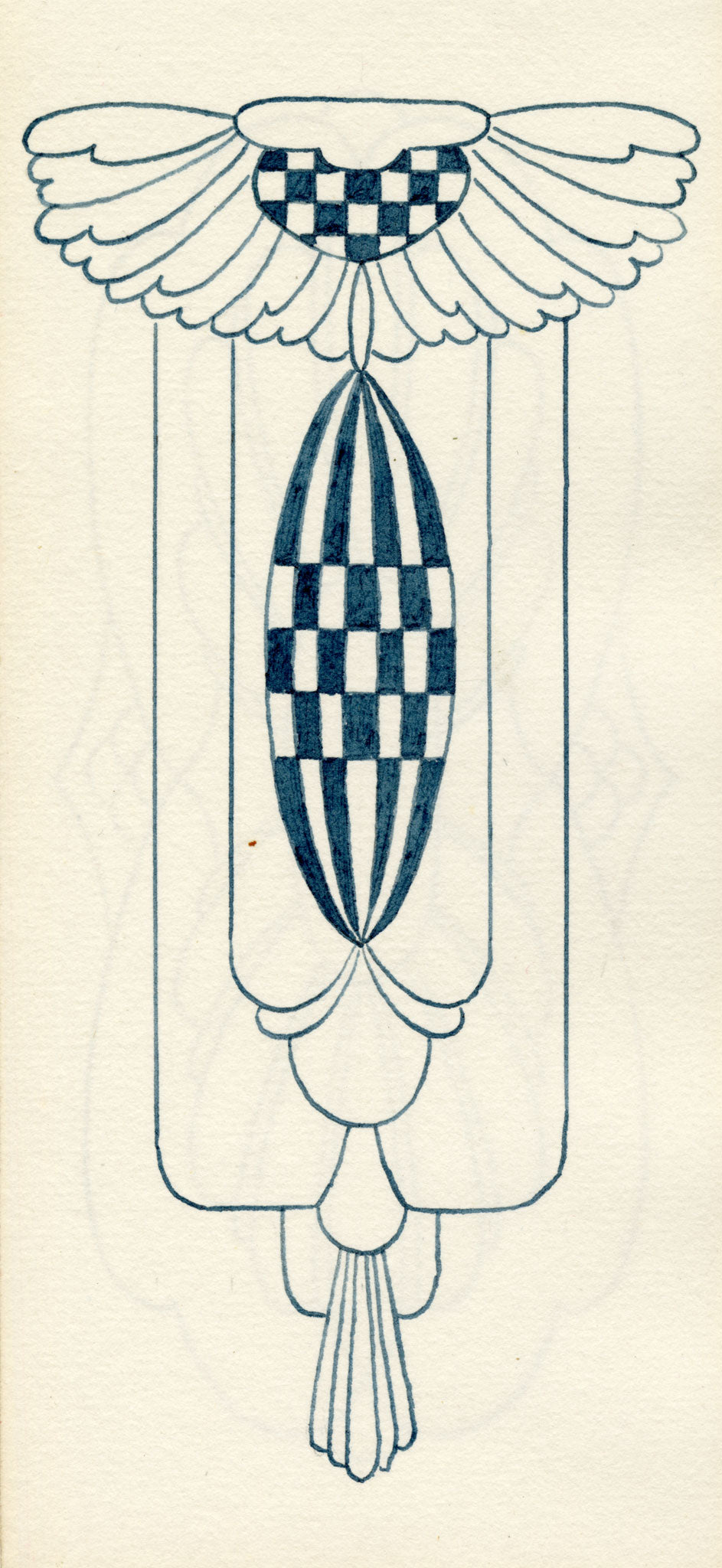 Pickford Robert Waller, Decorative Art Nouveau Design Motif with Dicing – 1915 pen & ink drawing