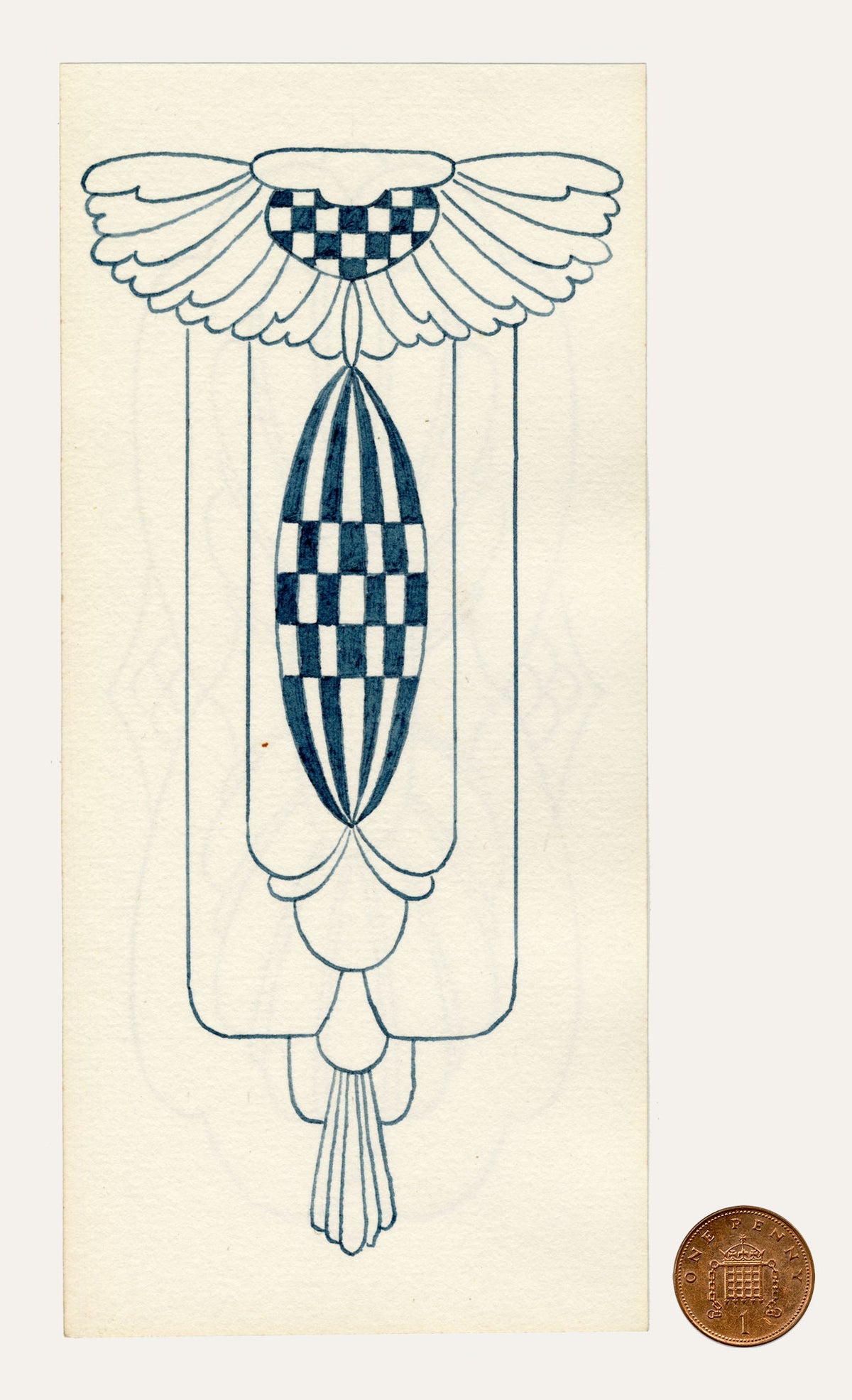 Pickford Robert Waller, Decorative Art Nouveau Design Motif with Dicing – 1915 pen & ink drawing