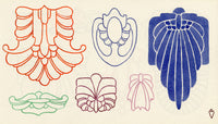 Pickford Robert Waller, Decorative Art Nouveau Design Motifs with Blue – 1914 pen & ink drawing