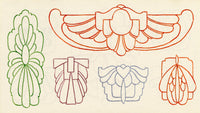 Pickford Robert Waller, Decorative Art Nouveau Design Motifs with Dicing – 1914 pen & ink drawing
