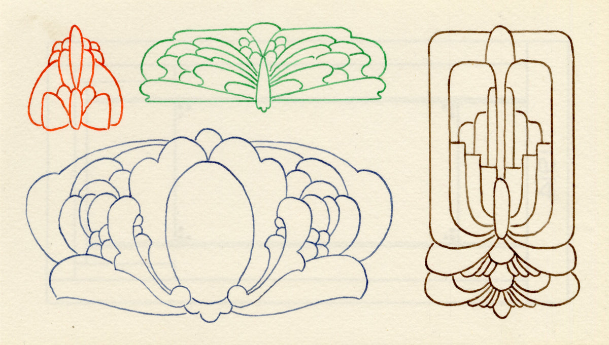 Pickford Robert Waller, Decorative Art Nouveau Design Geometric – 1914 pen & ink drawing