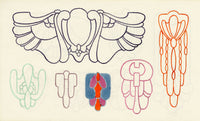 Pickford Robert Waller, Decorative Art Nouveau Design Six Motifs – 1914 pen & ink drawing