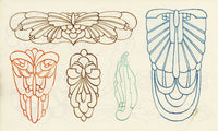 Pickford Robert Waller, Decorative Art Nouveau Design Motifs with Sea Green – 1914 pen & ink drawing