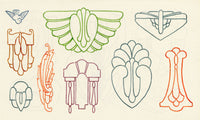 Pickford Robert Waller, Decorative Art Nouveau Design Motifs with Bird – 1914 pen & ink drawing
