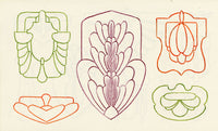 Pickford Robert Waller, Decorative Art Nouveau Design Motifs with Bird – 1914 pen & ink drawing