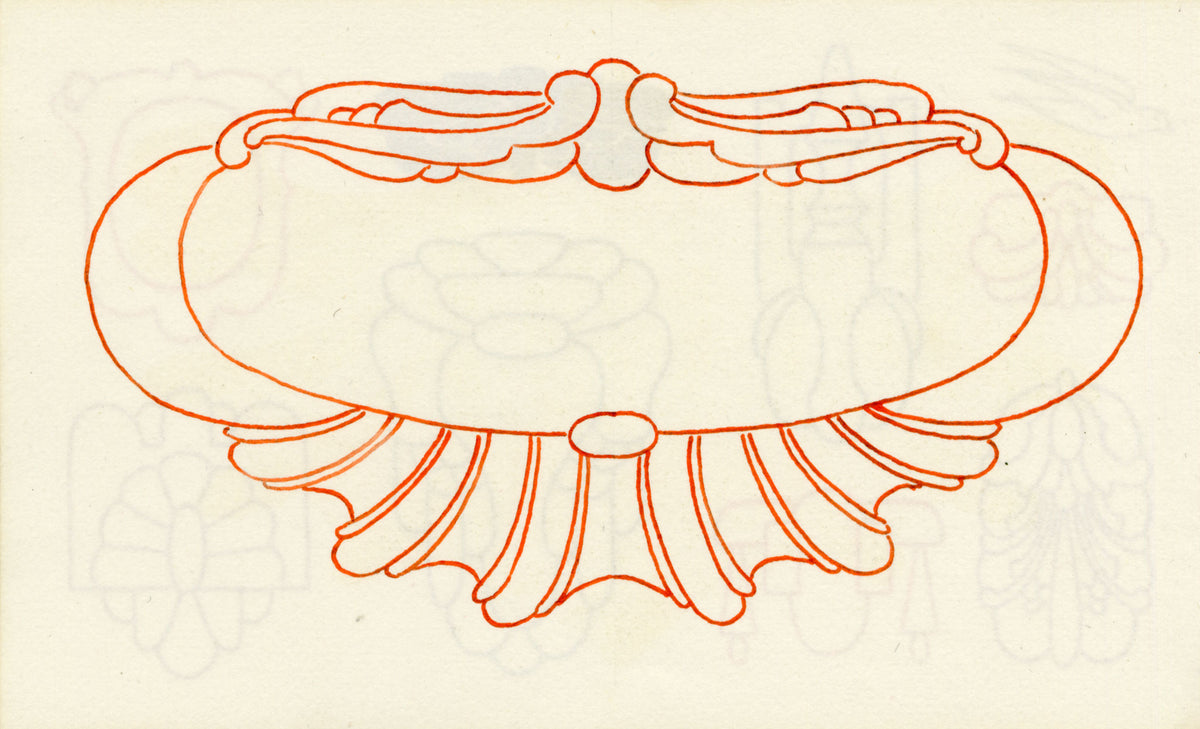 Pickford Robert Waller, Decorative Art Nouveau Design Motifs with Bird in Flight – 1914 pen & ink drawing