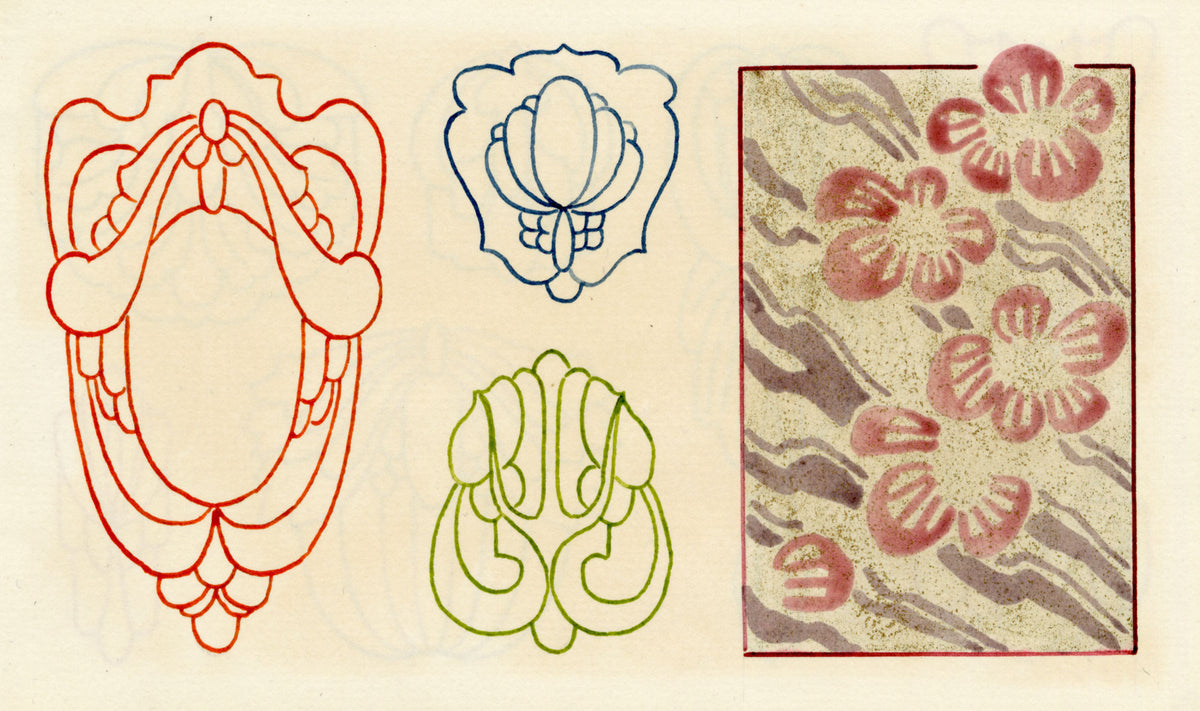 Pickford Robert Waller, Decorative Art Nouveau Design Japanese Cherry Blossom – 1914 pen & ink drawing