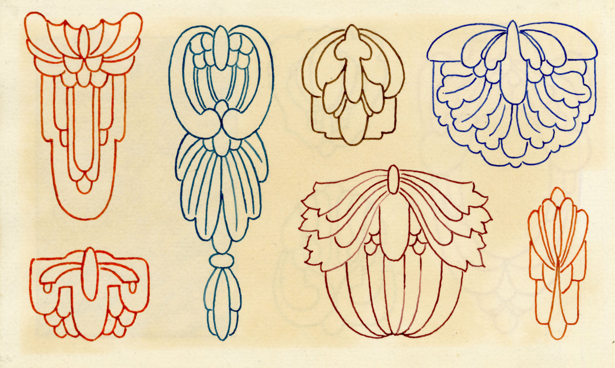 Pickford Robert Waller, Decorative Art Nouveau Design Japanese Cherry Blossom – 1914 pen & ink drawing