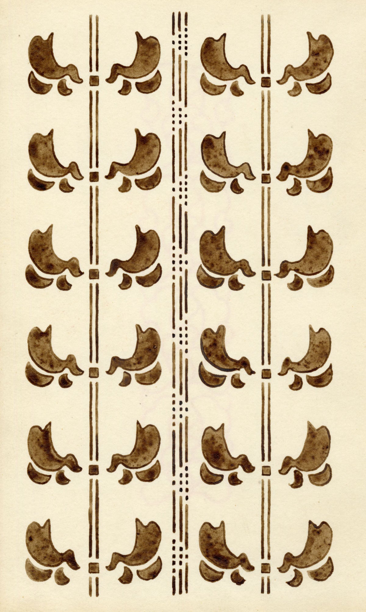 Pickford Robert Waller, Decorative Art Nouveau Design Repeating Pattern in Brown – c.1915 pen & ink drawing