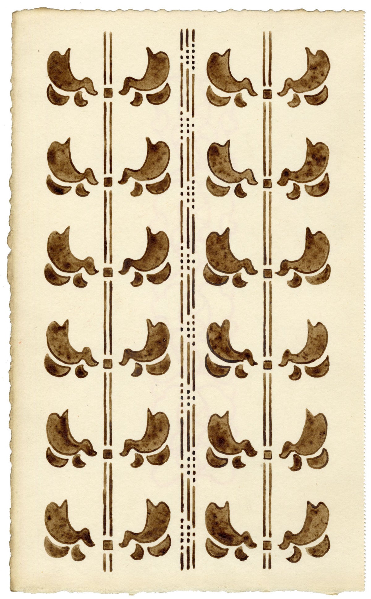 Pickford Robert Waller, Decorative Art Nouveau Design Repeating Pattern in Brown – c.1915 pen & ink drawing