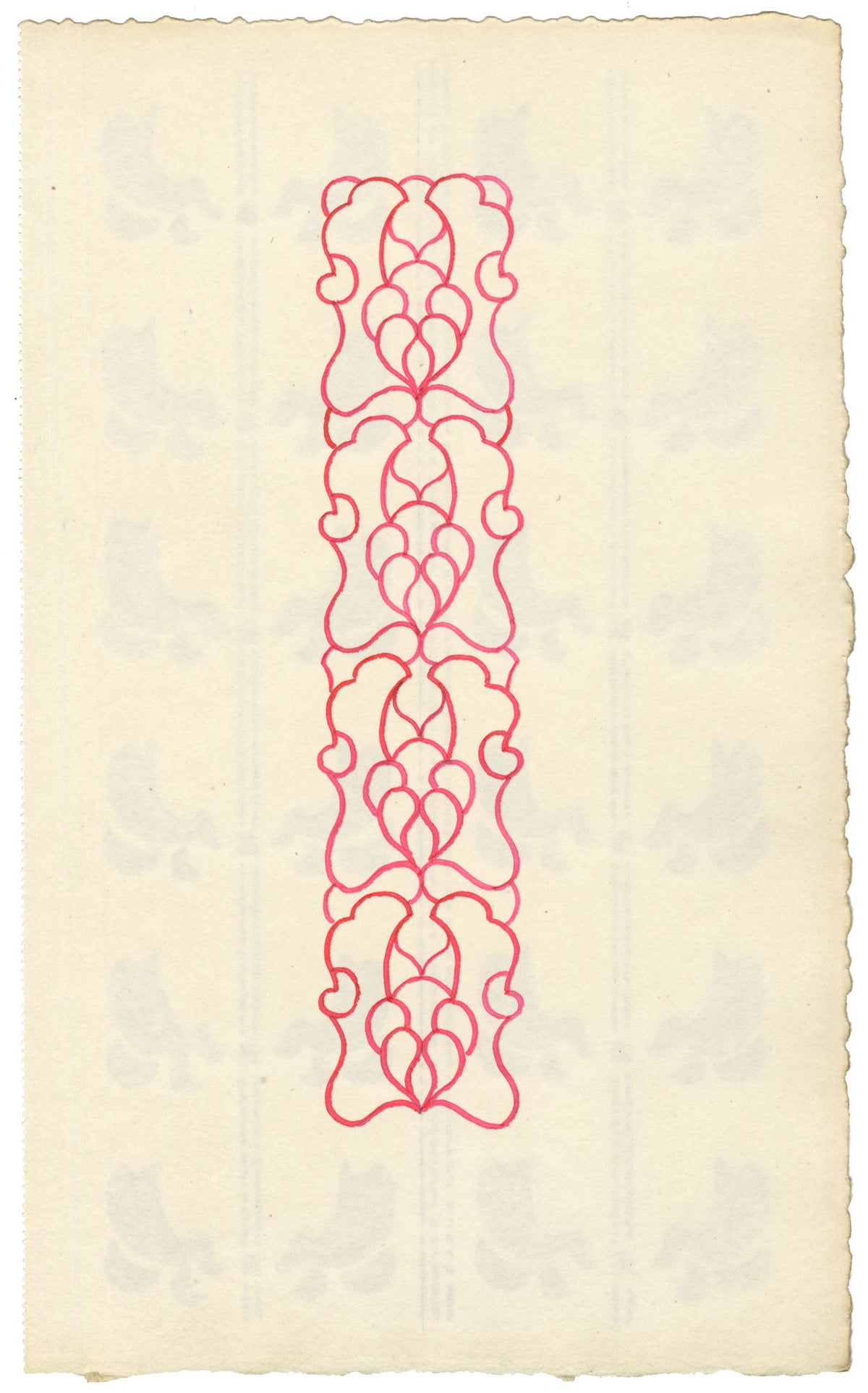 Pickford Robert Waller, Decorative Art Nouveau Design Repeating Pattern in Brown – c.1915 pen & ink drawing