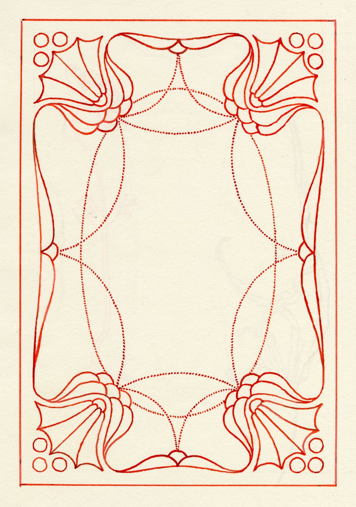 Pickford Robert Waller, Decorative Art Nouveau Design in Red – c.1915 pen & ink drawing