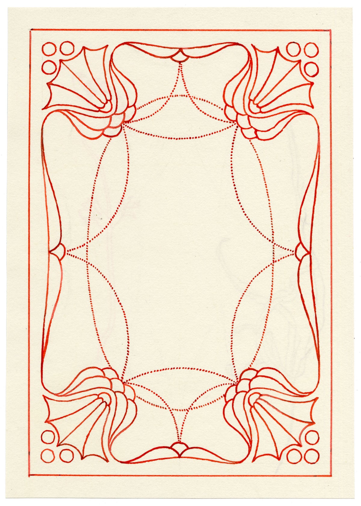 Pickford Robert Waller, Decorative Art Nouveau Design in Red – c.1915 pen & ink drawing