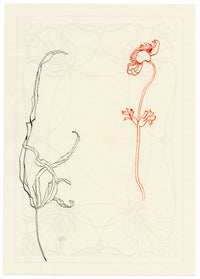 Pickford Robert Waller, Decorative Art Nouveau Design in Red – c.1915 pen & ink drawing