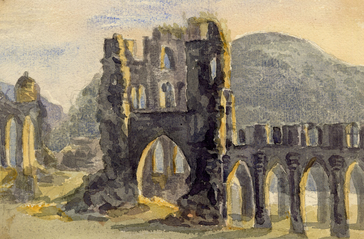Elizabeth Middleton Powell, Llanthony Abbey, Abergavenny, Wales – 1863 watercolour painting
