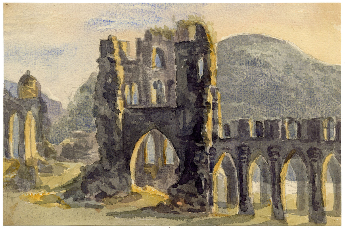 Elizabeth Middleton Powell, Llanthony Abbey, Abergavenny, Wales – 1863 watercolour painting