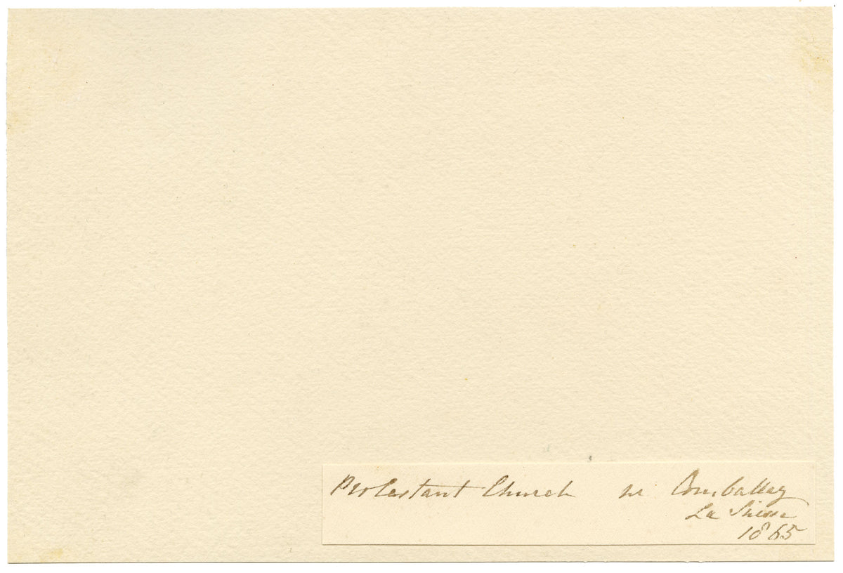 Elizabeth Middleton Powell, Protestant Church in Comballaz, Alpine Switzerland – 1865 watercolour painting