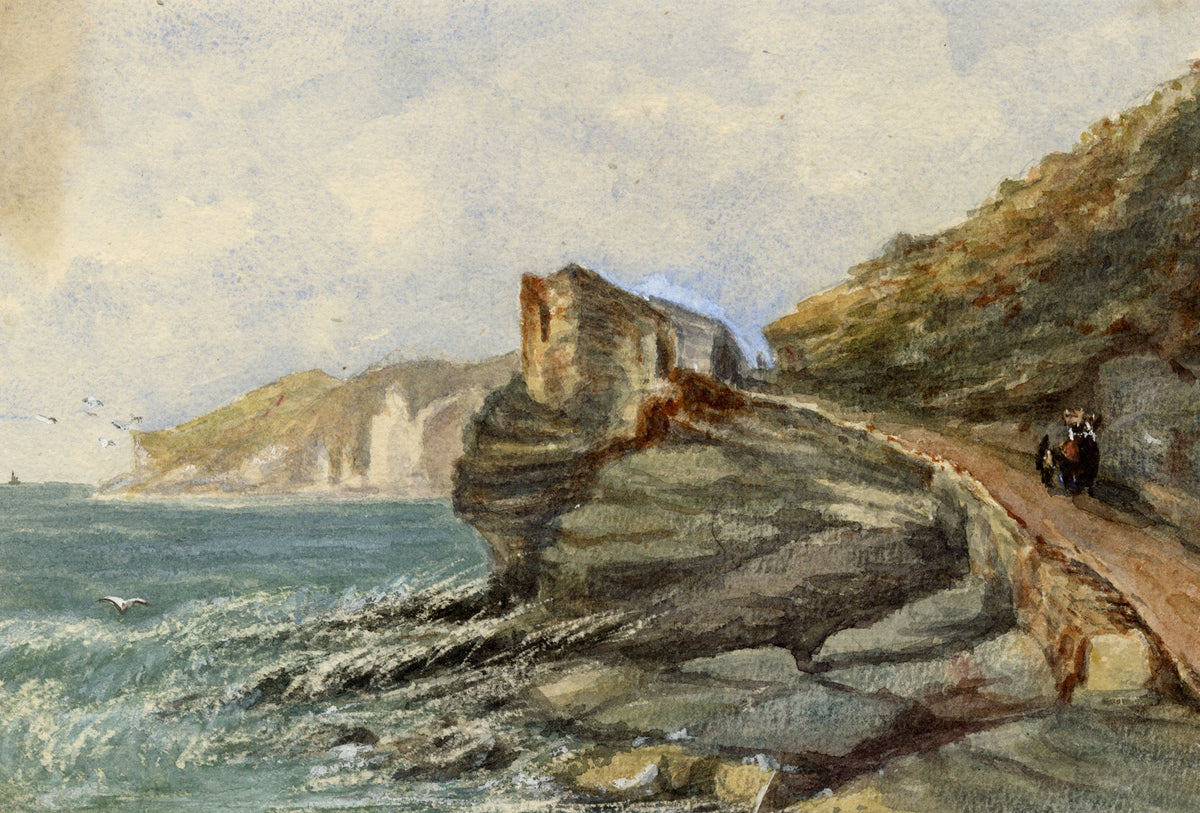 Elizabeth Middleton Powell, Trebarwith Coastal Path, Cornwall – c.1866 watercolour painting