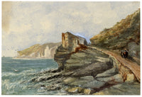 Elizabeth Middleton Powell, Trebarwith Coastal Path, Cornwall – c.1866 watercolour painting