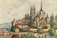 Elizabeth Middleton Powell, Lausanne, Switzerland – 1865 watercolour painting