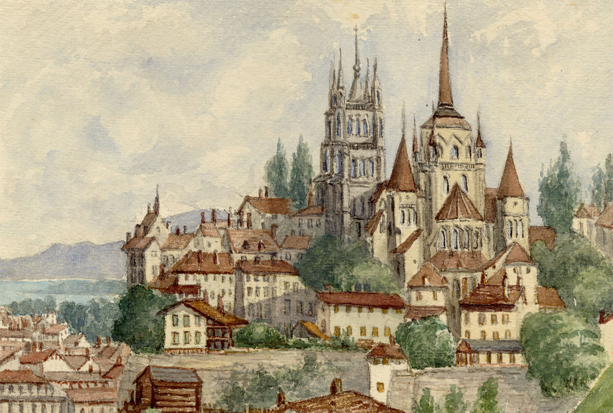 Elizabeth Middleton Powell, Lausanne, Switzerland – 1865 watercolour painting