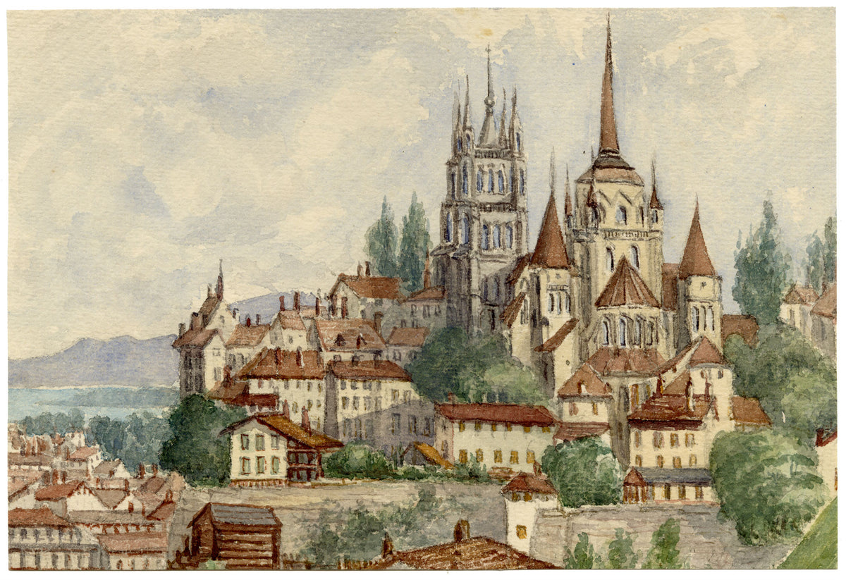 Elizabeth Middleton Powell, Lausanne, Switzerland – 1865 watercolour painting