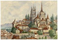 Elizabeth Middleton Powell, Lausanne, Switzerland – 1865 watercolour painting