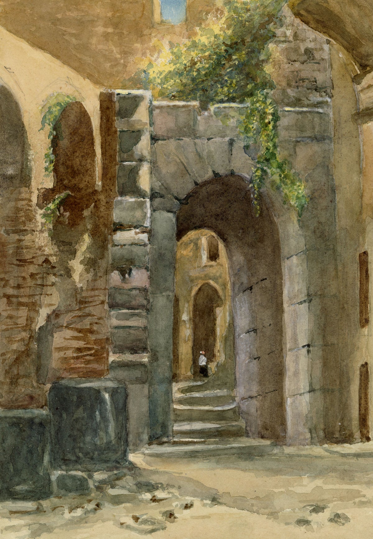 Elizabeth Middleton Powell, One of the Entrances to the Colosseum, Rome, Italy – 1876 watercolour painting