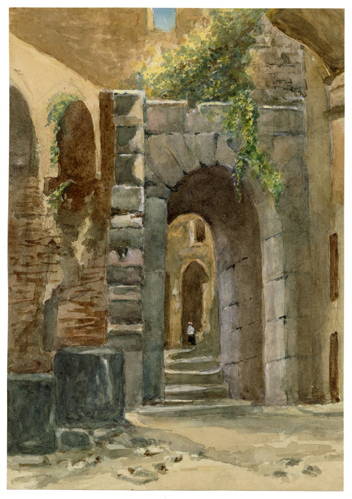 Elizabeth Middleton Powell, One of the Entrances to the Colosseum, Rome, Italy – 1876 watercolour painting