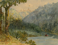 Elizabeth Middleton Powell, Dinan from the River, Brittany, France – c.1857 watercolour painting
