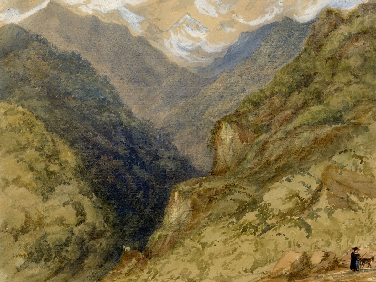 Elizabeth Middleton Powell, Gorge in Piedmont Valley, Italy – 1858 watercolour painting