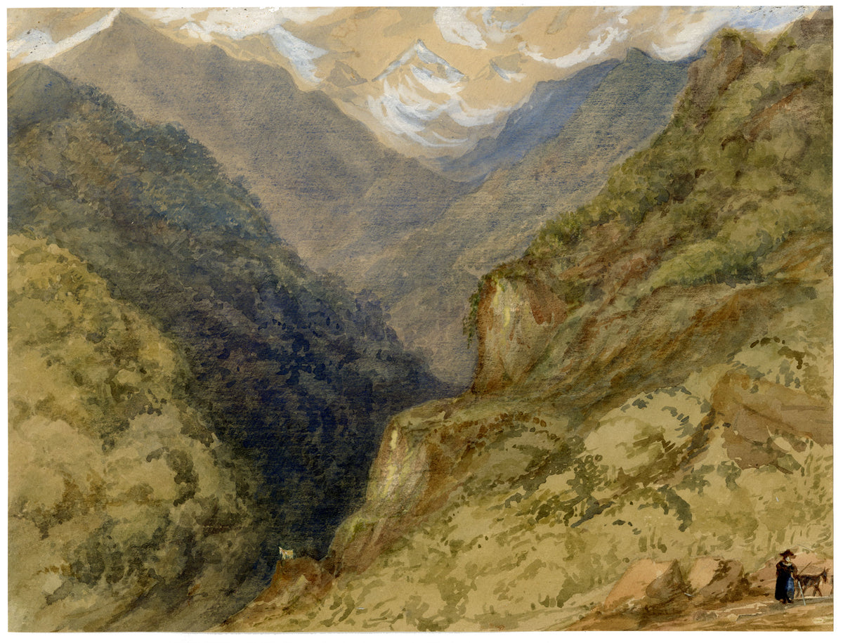 Elizabeth Middleton Powell, Gorge in Piedmont Valley, Italy – 1858 watercolour painting