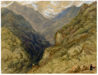 Elizabeth Middleton Powell, Gorge in Piedmont Valley, Italy – 1858 watercolour painting