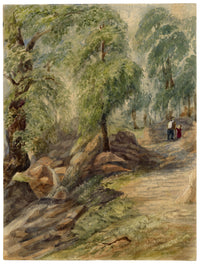 Elizabeth Middleton Powell, Road through Chestnut Wood, Piedmont, Italy – 1857 watercolour painting