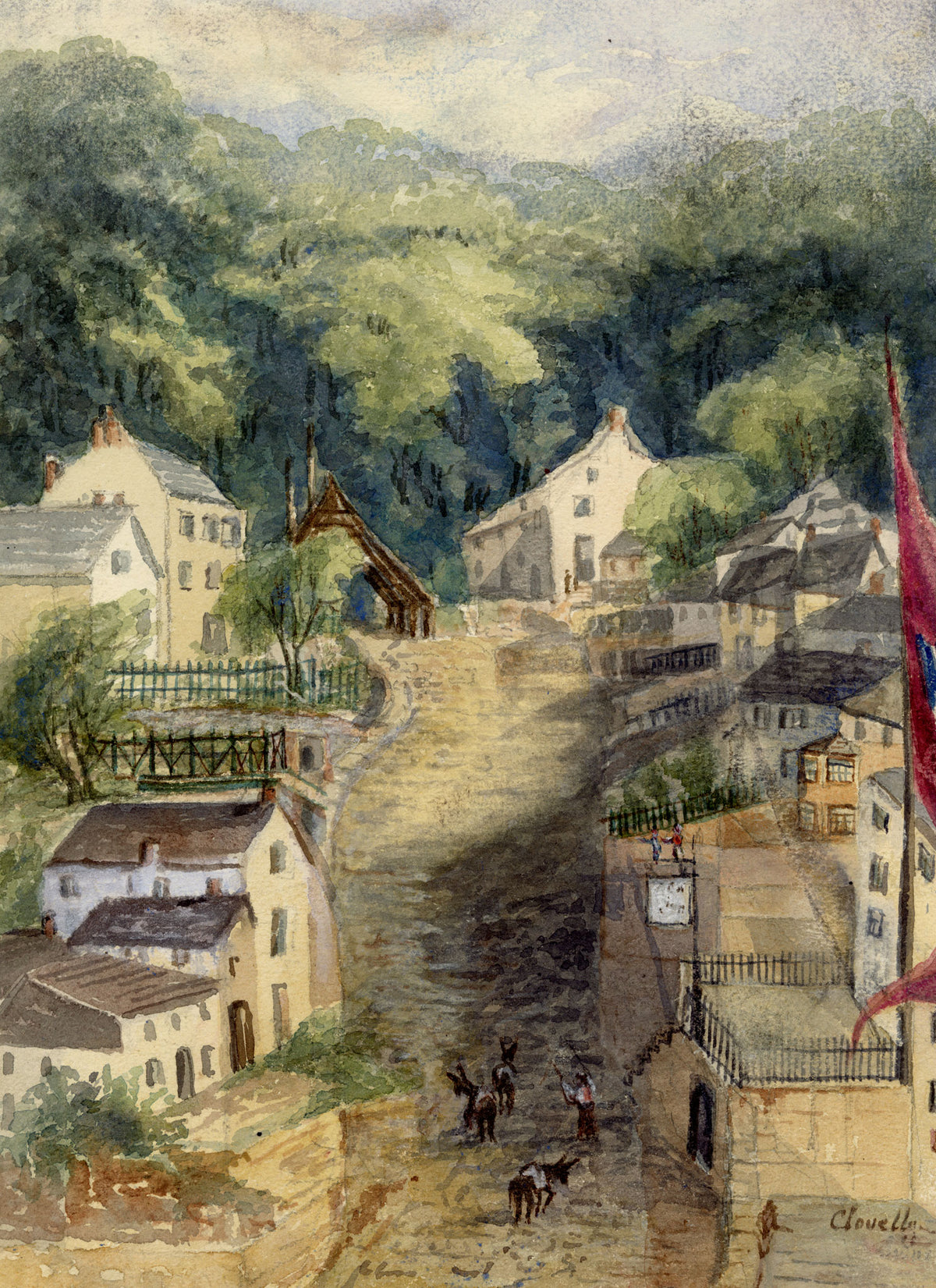 Elizabeth Middleton Powell, Clovelly, North Devon – 1858 watercolour painting