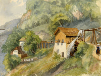 Elizabeth Middleton Powell, Saw Mill at Montreux, Switzerland – 1856 watercolour painting