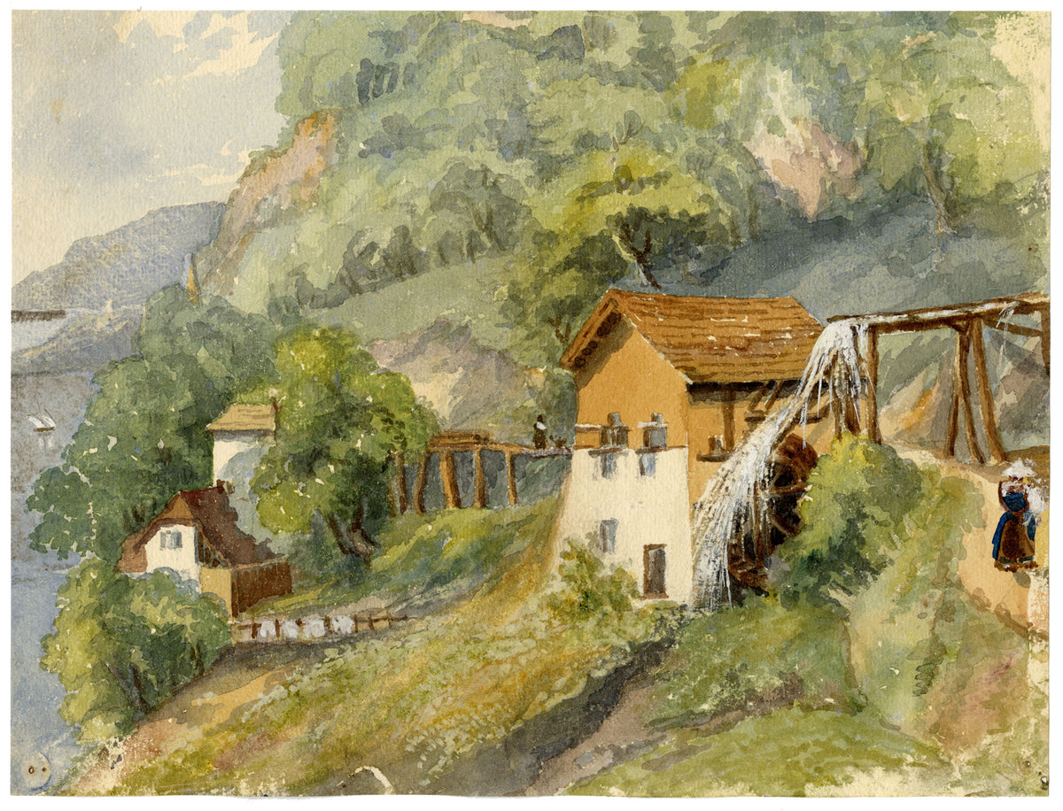 Elizabeth Middleton Powell, Saw Mill at Montreux, Switzerland – 1856 watercolour painting