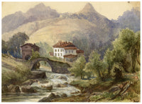 Elizabeth Middleton Powell, Near the Pas de Roland, Basses-Pyrénées, France – 1860 watercolour painting