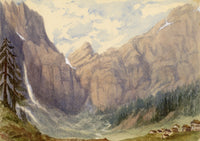 Elizabeth Middleton Powell, Gemmi Pass from Loèche-les-Bains, Switzerland – 1860 watercolour painting
