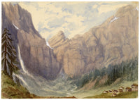 Elizabeth Middleton Powell, Gemmi Pass from Loèche-les-Bains, Switzerland – 1860 watercolour painting