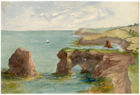 Elizabeth Middleton Powell, Ladram Bay, Budleigh Salterton, Devon – c.1857 watercolour painting