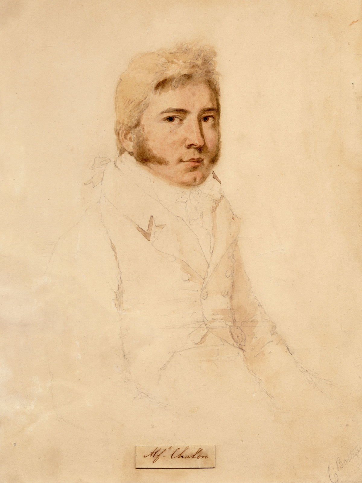 Alfred Edward Chalon RA, Portrait of Charles Battye of The Gore, Kensington, London Merchant  – Mid-19th-century watercolour painting