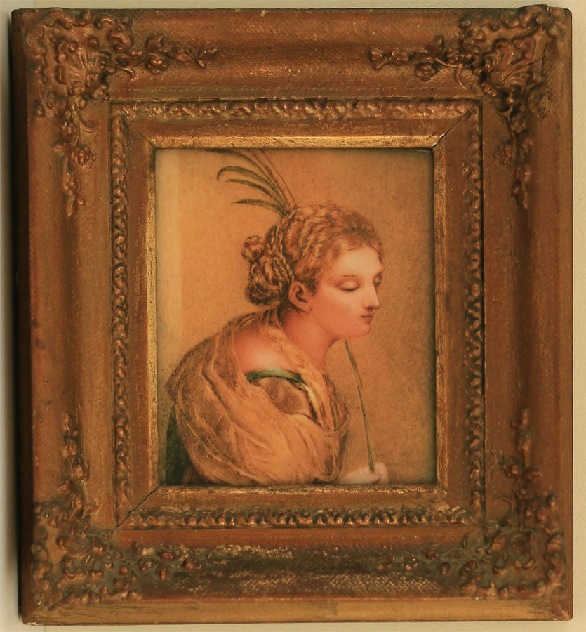 Goodrich after Titian, Girl with Palm – Original 1840 watercolour painting