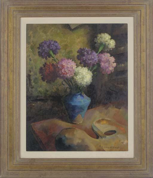Orlando Greenwood RBA, Carnations – Original early 20th-century oil painting