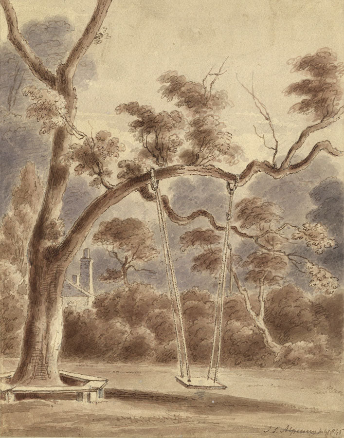 Joseph Samuel Alpenny, Tree With Swing – Original 1845 watercolour painting