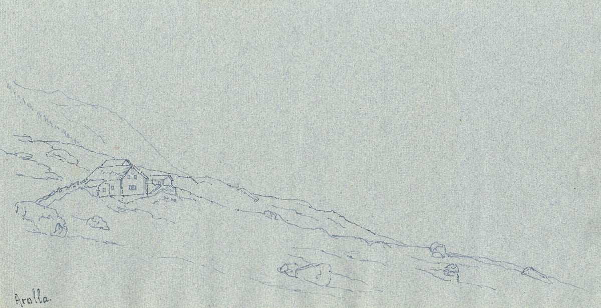 G.H. Wollaston, Mountain Huts, Aralla, Spain – Early 20th-century ink drawing