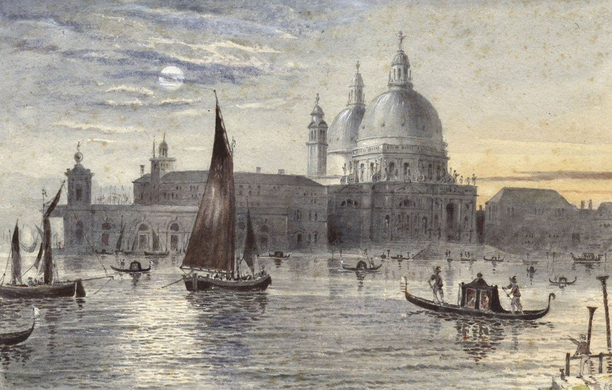 Ellis, Grand Canal, Venice by Moonlight – Mid-19th-century watercolour painting