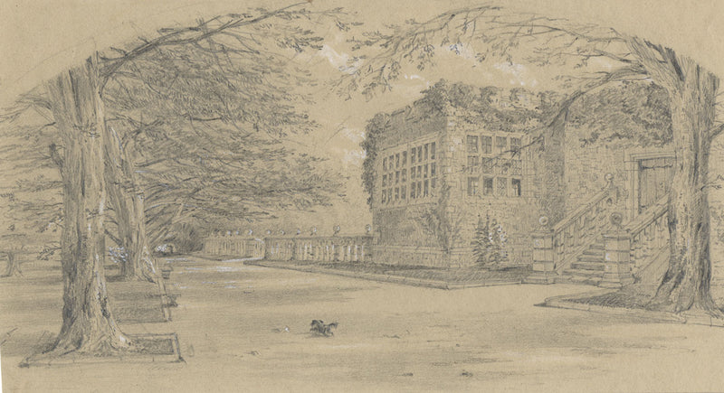 Ellis, Entrance, Haddon Hall, Derbyshire – Mid-19th-century graphite drawing