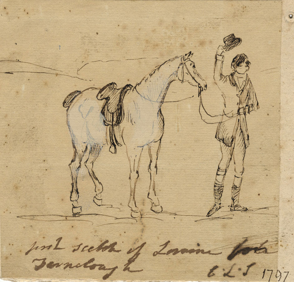 Charles Loraine-Smith, Loraine with Horse – Original 1797 pen & ink drawing