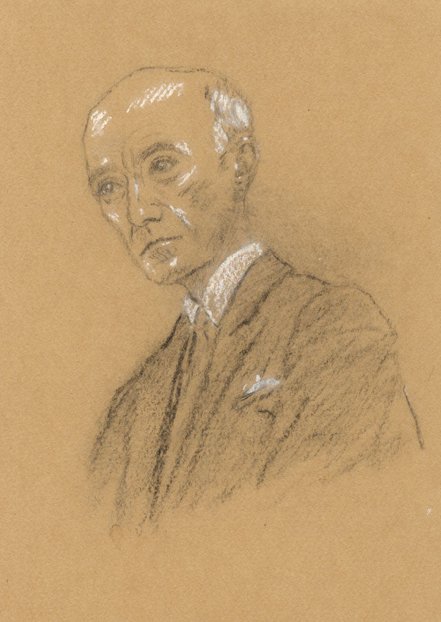 Elderly Man Portrait – Original early 20th-century pastel drawing